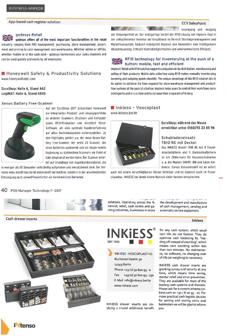 Messebericht zu INKiESS Produkten im POS-Manager Ausgabe 2017-01