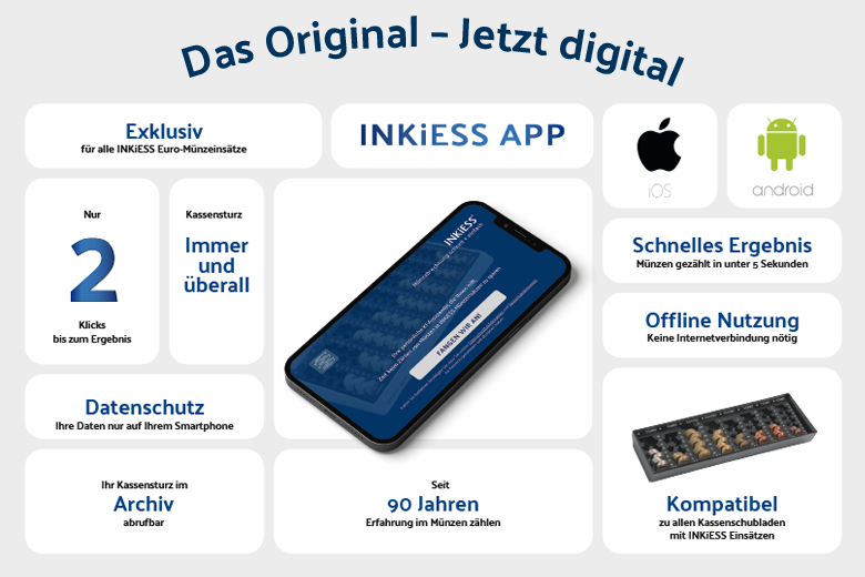 INKiESS App für Münzzählung, exklusiv und offline verfügbar.